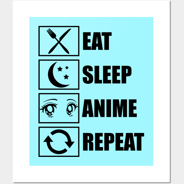 Eat, Sleep, Anime, Repeat!!!!!! Wall Art by SevenTwentyThree